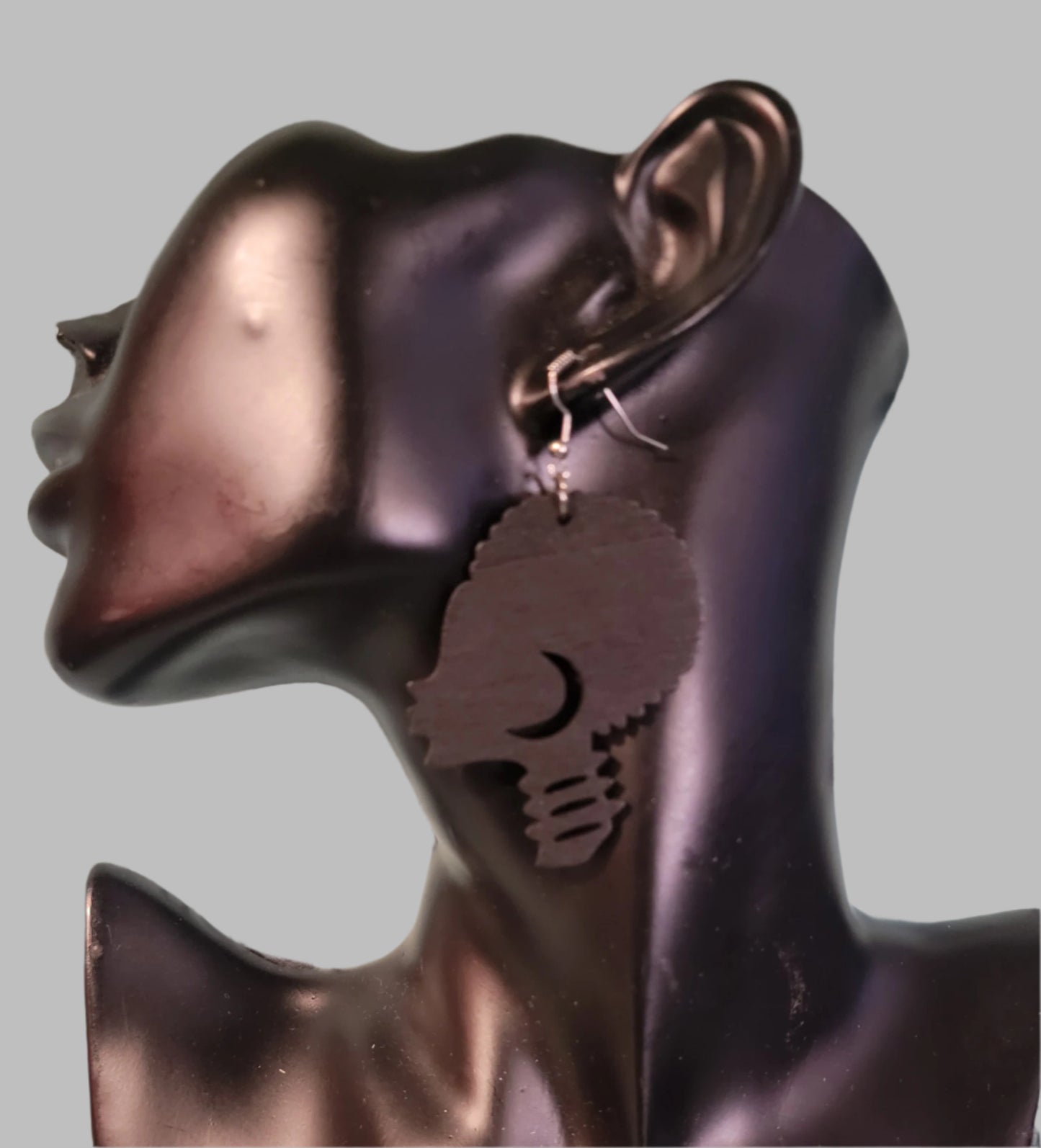 African Girl with Short Hair Profile, Cut Out, Black