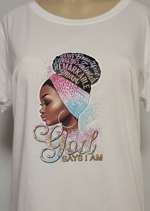God Says I Am, Women's Fitted T-Shirts