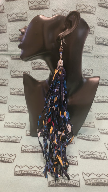 African Pattern Long Shredded Earrings