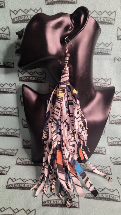 African Pattern Long Shredded Earrings