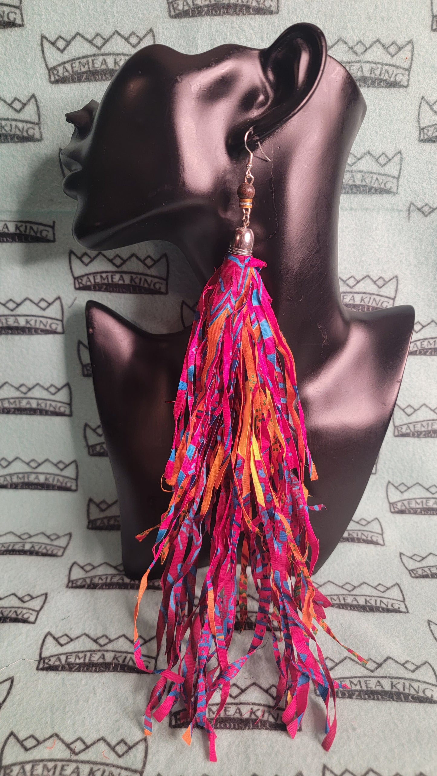 African Pattern Long Shredded Earrings