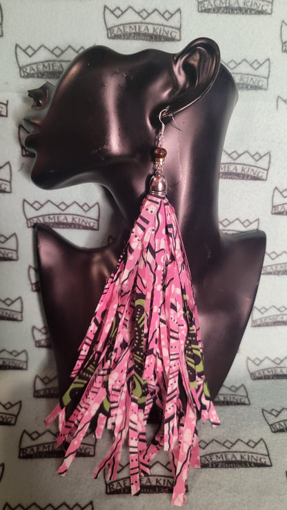 African Pattern Long Shredded Earrings