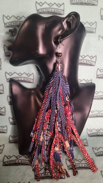 African Pattern Long Shredded Earrings