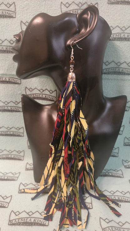African Pattern Long Shredded Earrings