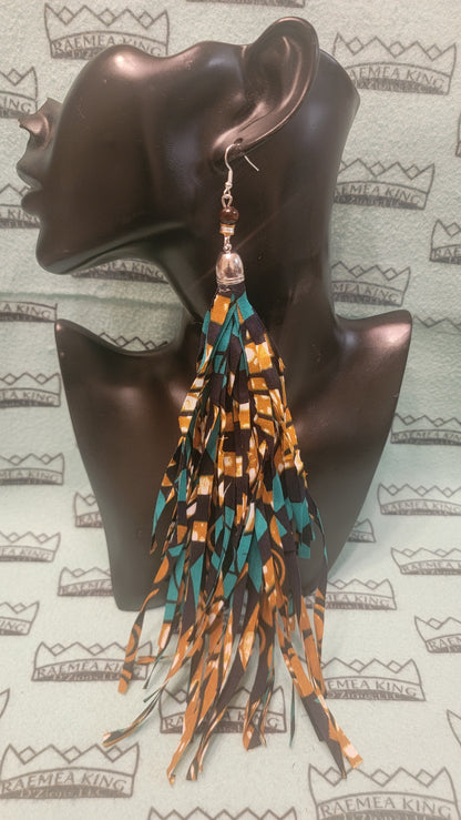 African Pattern Long Shredded Earrings