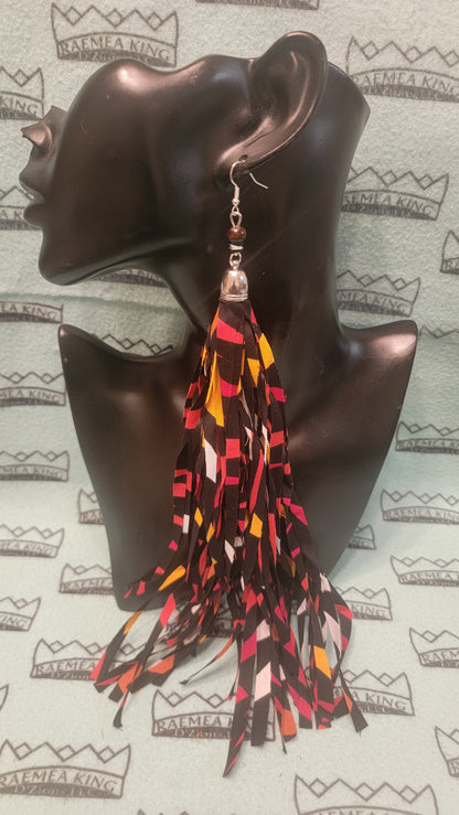 African Pattern Long Shredded Earrings