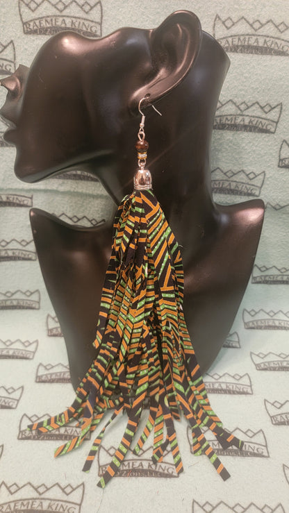 African Pattern Long Shredded Earrings