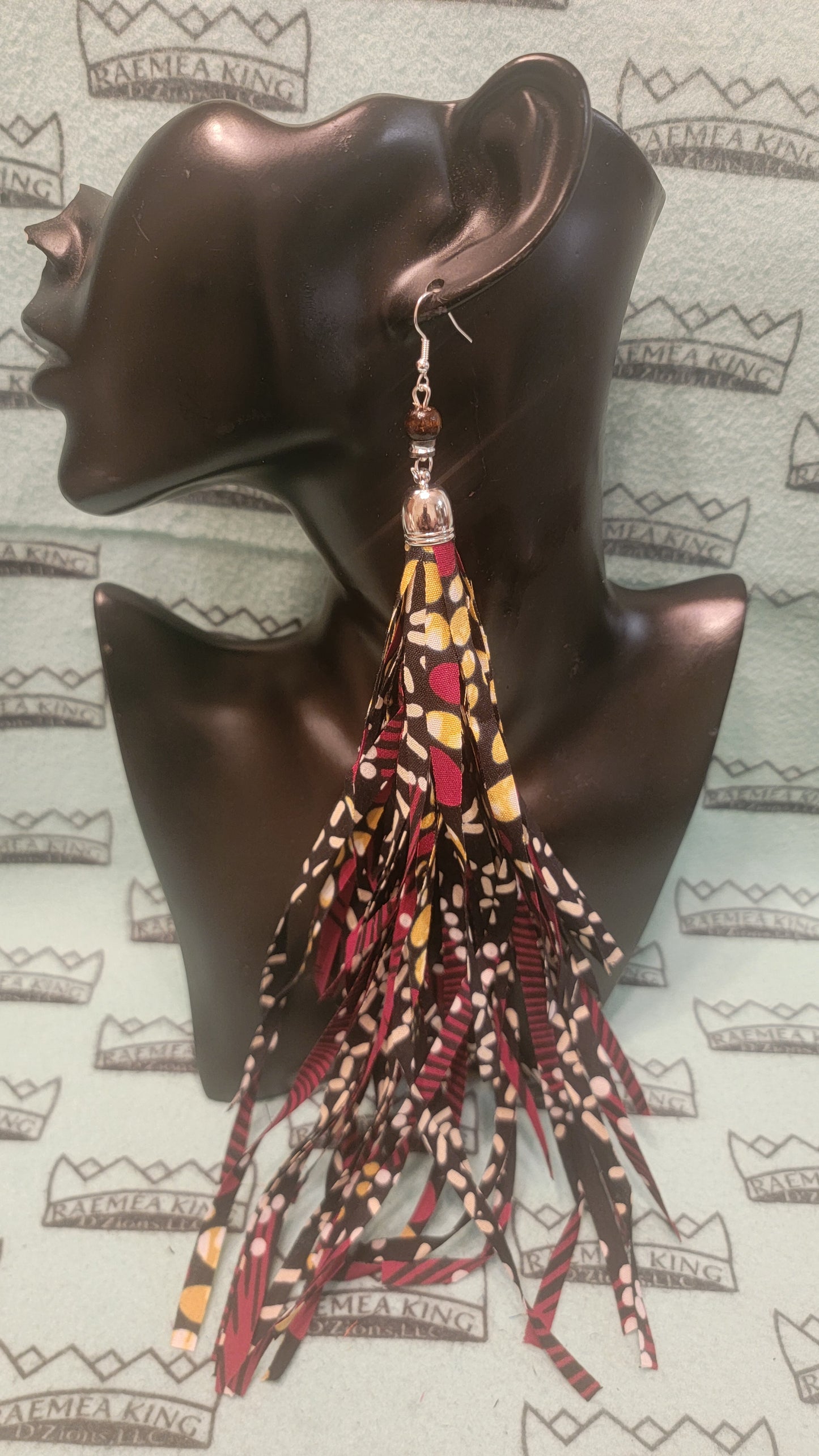 African Pattern Long Shredded Earrings
