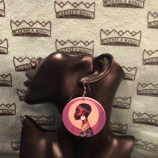 African lady with short hair with purple background