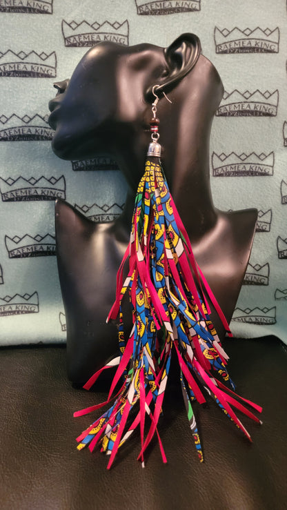 African Pattern Long Shredded Earrings