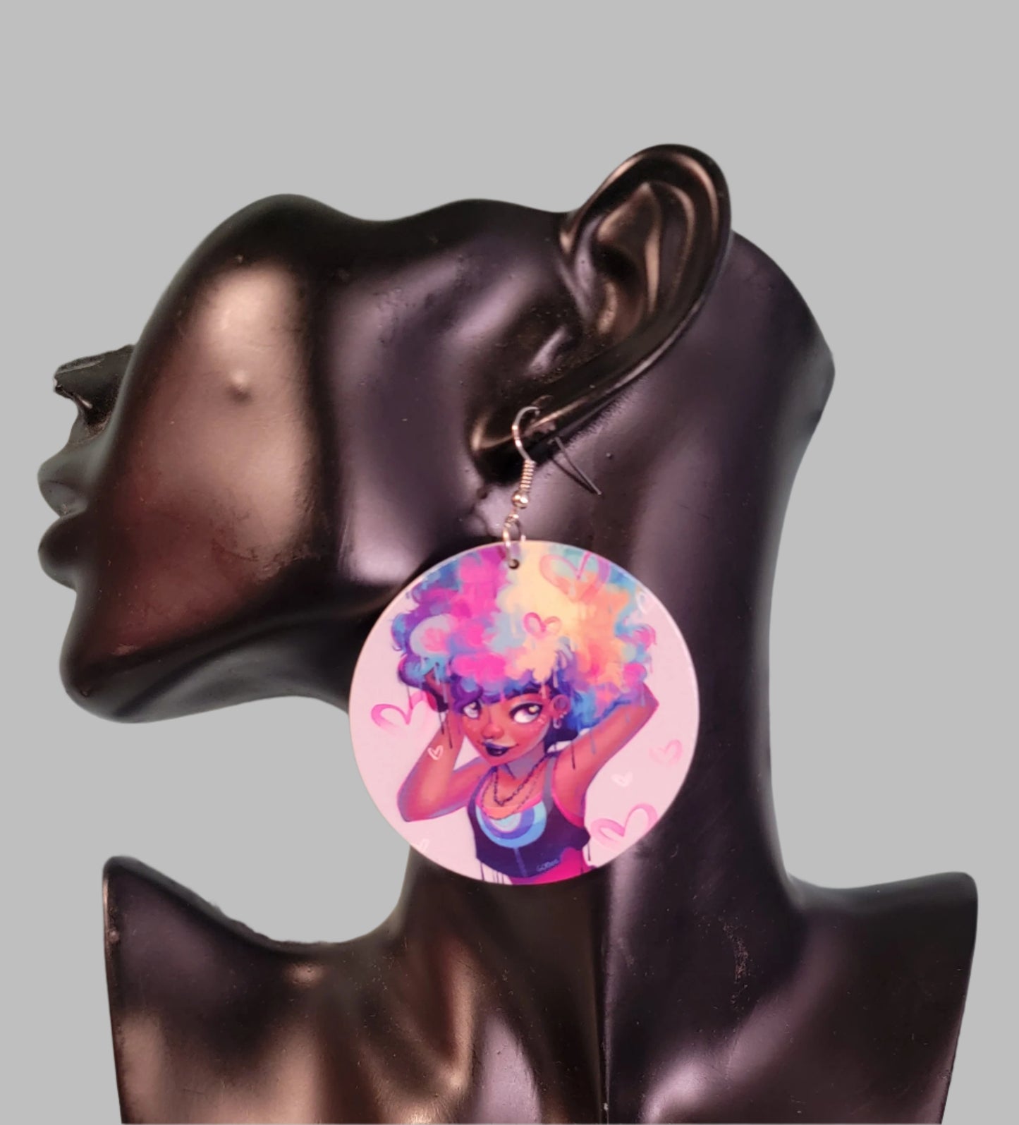 Girl with Colorful Bush with Hearts