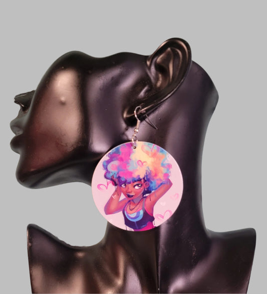 Girl with Colorful Bush with Hearts