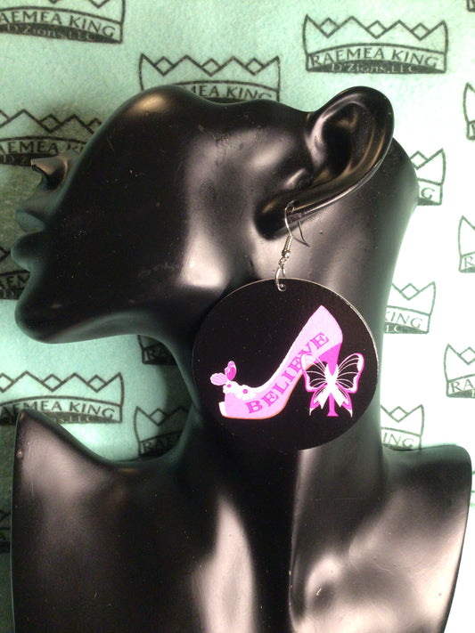 Believe on a Pink High Heel Shoe