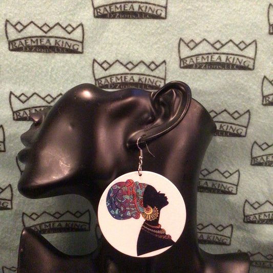 Black Lady with Headwrap and Gold Earring side view