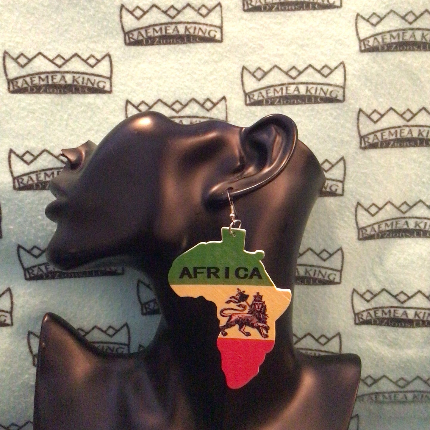 Africa on Map with the Lion of Judah, Green, Yellow & Red