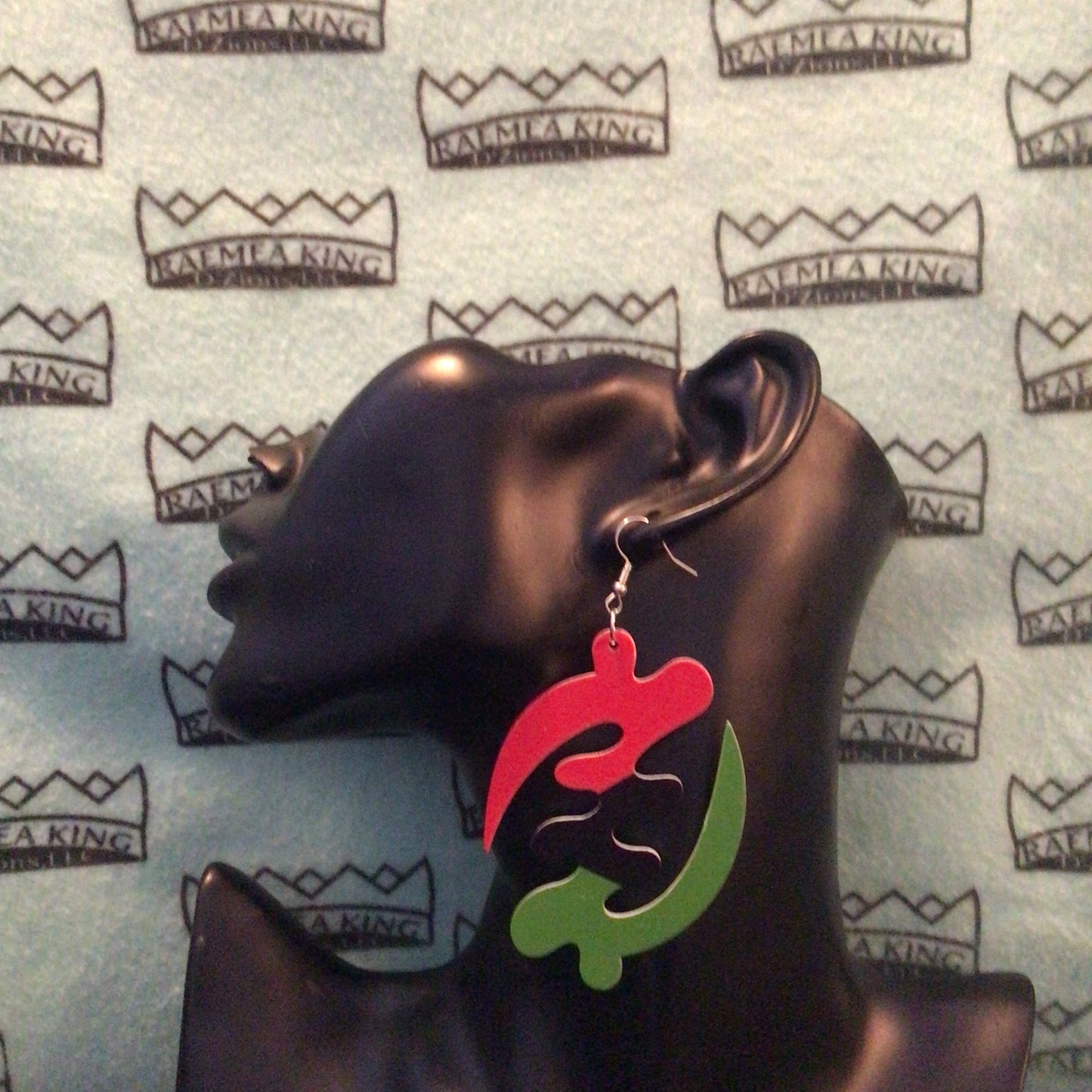 Adinkra Symbol - Gye Nyame, meaning Except for God, in Red, Black & Green