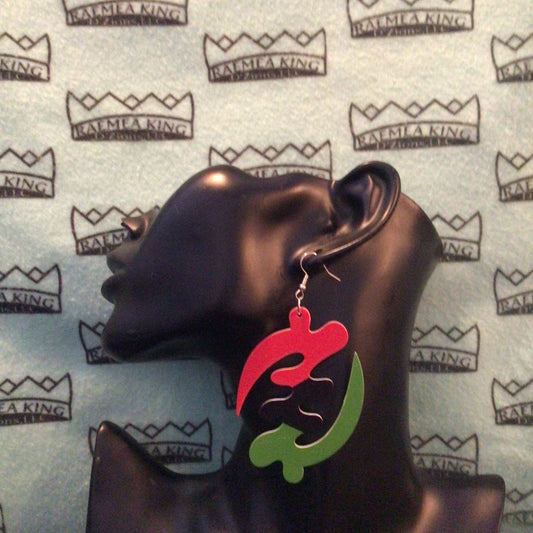 Adinkra Symbol - Gye Nyame, meaning Except for God, in Red, Black & Green