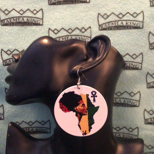 Africa Map with Lady inside, Red, Yellow & Green with an Ankh