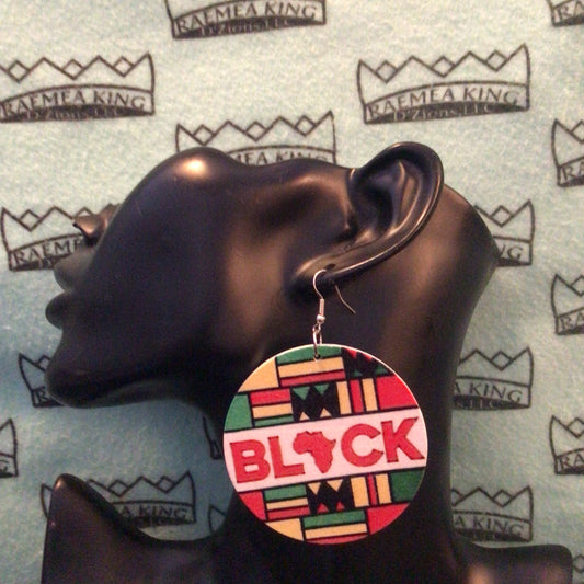 Black with the map of Africa as the "A", Red, Yellow, Green & Black Pattern background