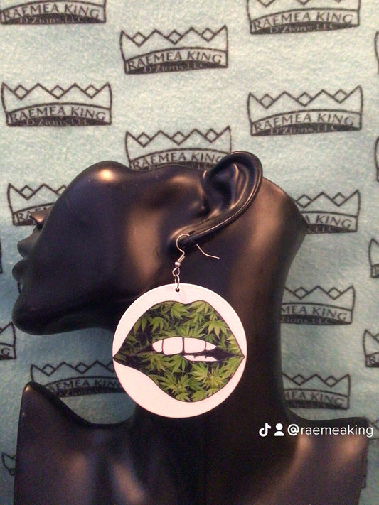 Marijuana Weed Leaves on Lips